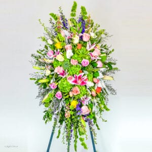 funeral flowers on easel - Always In Our Hearts Spray - S9