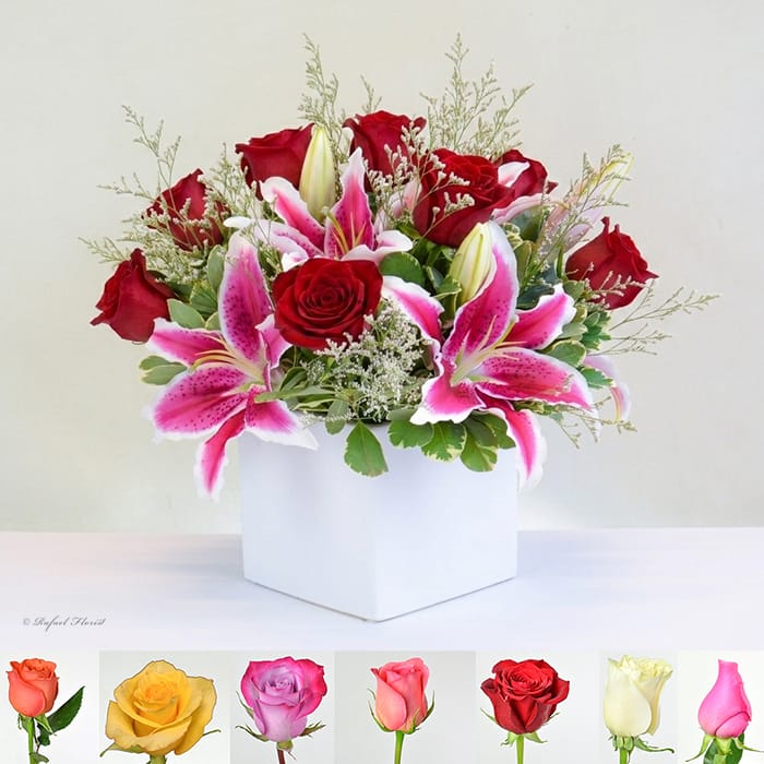 Love Forever Roses and lilies- B43