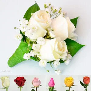 baby white rose boutonniere - White Tie Boutonniere - BO3