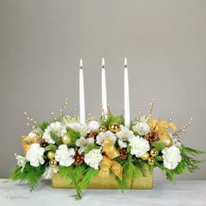 gold christmas floral centerpiece - Golden Centerpiece - B316