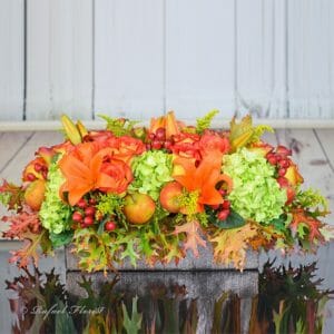 thanksgiving centerpiece with orange lilies 2 - Autumn Rainbow - B41