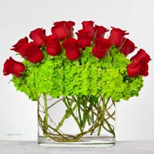 Red roses in glass vase - V15 - Adoring Love