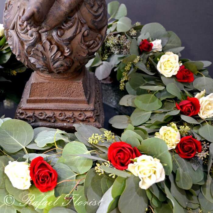 Red rose and Eucalyptus leaves Garland - G7