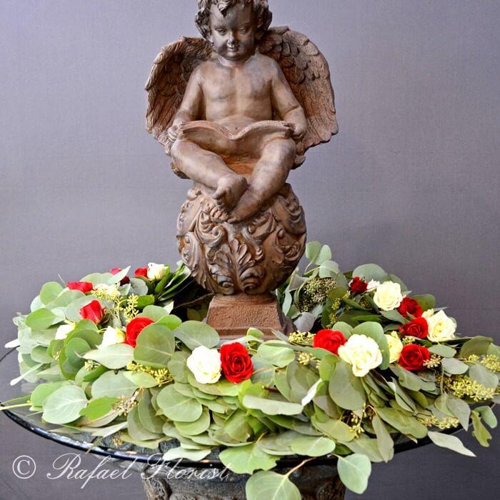 Red rose and Eucalyptus leaves Garland - G7
