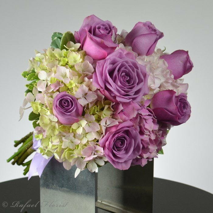 Wedding Bouquet With Imported Roses And Hydrangeas For The Bride