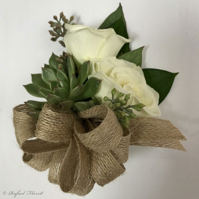 white rose prom corsage