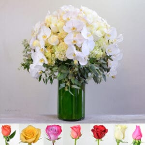 large white orchid rose arrangement - Walking on the clouds - V96
