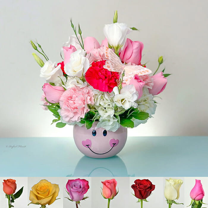 Smiley Baby Girl Flower Arrangement - B31