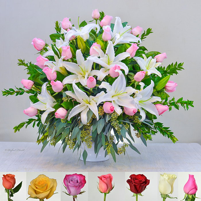 Roses and White Lilies Design - B409