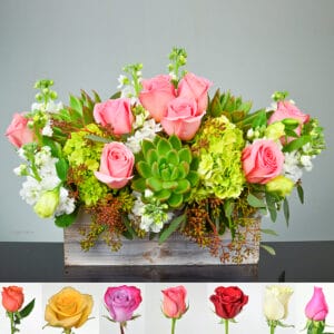 rustic floral centerpiece with succulents - Rose Garden - B34