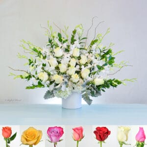 white orchid and rose centerpiece - I Love Orchids & Roses - B123