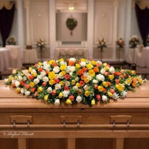 celebration of life casket flowers roses - Heartfelt Farewell Casket Spray - CS22