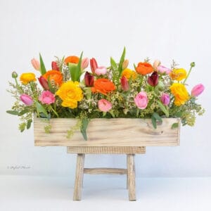 Spring floral tulips ranunculus centerpiece - Sunny Side Up - B135