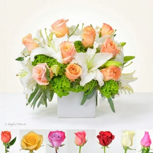 floral centerpiece with roses lilies - MD6 - Sweetness