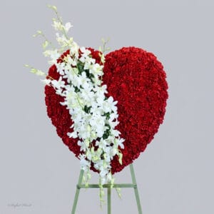 memorial red heart white orchids - Eternal Embrace Heart - SH16